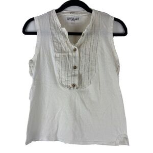 Derek Lam 10 Crosby Denim White Sleeveless Henley Top Women's Size Small S